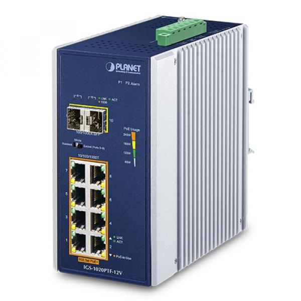 8T IGS-1020PTF-12V Planet PoE switch [19643]